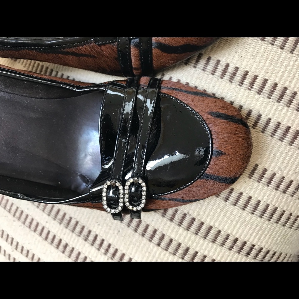 Bling and tiger stripe horse hair pumps
